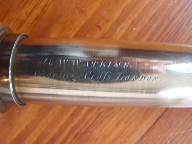 A fine 18th century three-draw Telescope by Jeremiah & Walter Watkins, 5 Charing Cross, London, circa 1784-1790. — image 2